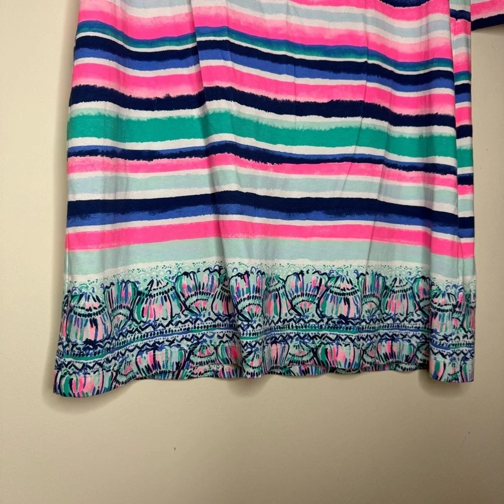 LILLY PULITZER Sophie UPF 50+ Mini Length Resortwear Dress in Sandy Shell Stripe